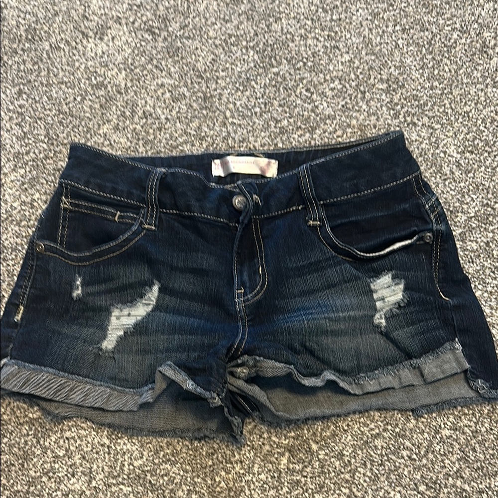 No Boundaries Blue Jean Shorts Distressed Cuffed - Juniors!!